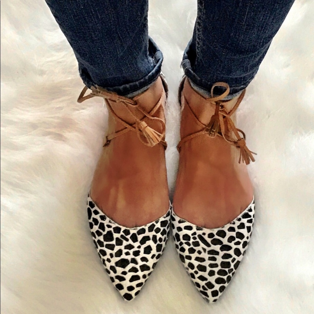 Halogen Genuine Calf Hair Ankle Wrap Flat size 6